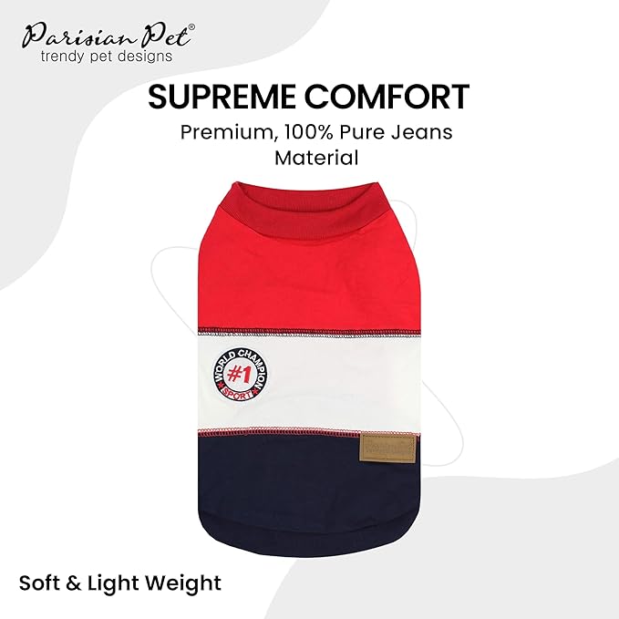 Parisian Pet Embroidered Worlds Champion' Sleeveless Color Block Machine Washable Dog Tee Shirts - XL
