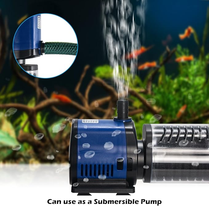 TARARIUM Fish Tank Filter Powerful 400GPH for 75-200 Gallon Large Aquarium Small Pond Fountain, Wave-Maker Submersible Water Pump Turtle Tank Filter for Saltwater & Freshwater System