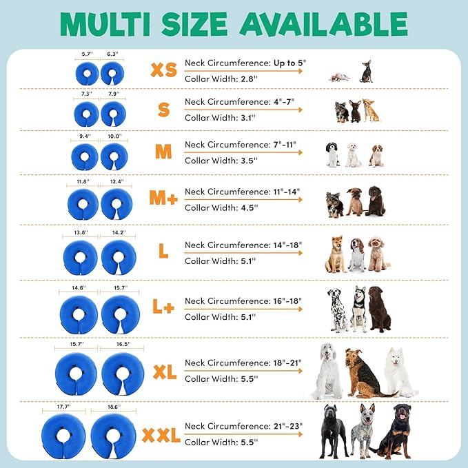 BENCMATE Inflatable Dog Cone Collar Alternative, Soft Dog Cone for Small Medium Large Dogs and Cats, Neck Recovery ECollar Donut Collar After Surgery (Large+, Dark Grey)