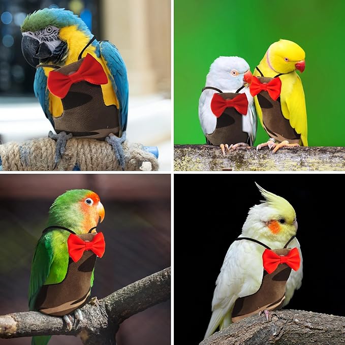 Bird Diaper Washable Reusable Parrot Flight Suit Nappies Protective Breathable Parrot Nappy Clothes for Parakeet, Macaw, Budgie, Canary, Cockatiel (Camouflage, Large)