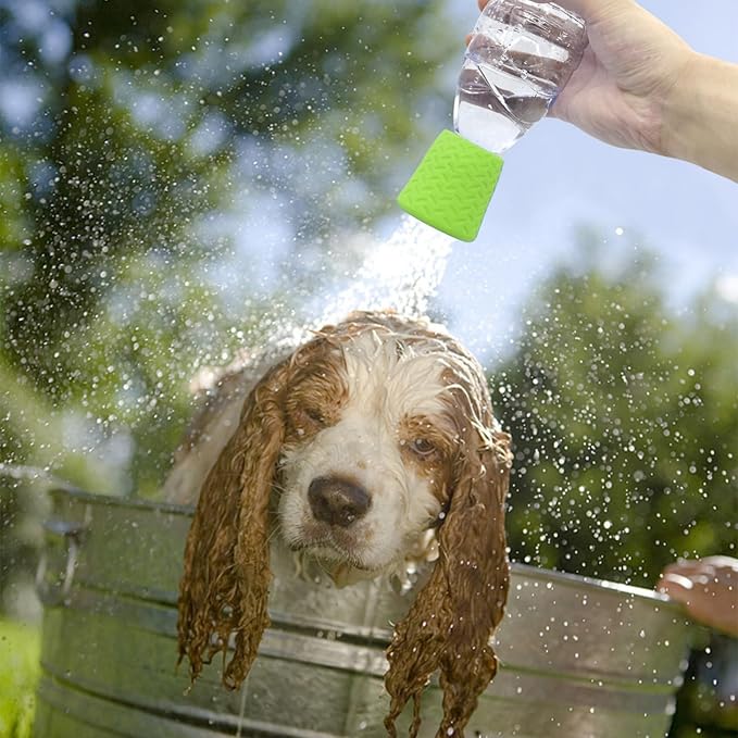 Portable Outdoor Shower for Dogs Bottle Attachment Outdoor Sprayer Accessory for Most Plastic Water Bottles for Bathing Pets During Outdoor Activities, Hiking and Camping. (Green)
