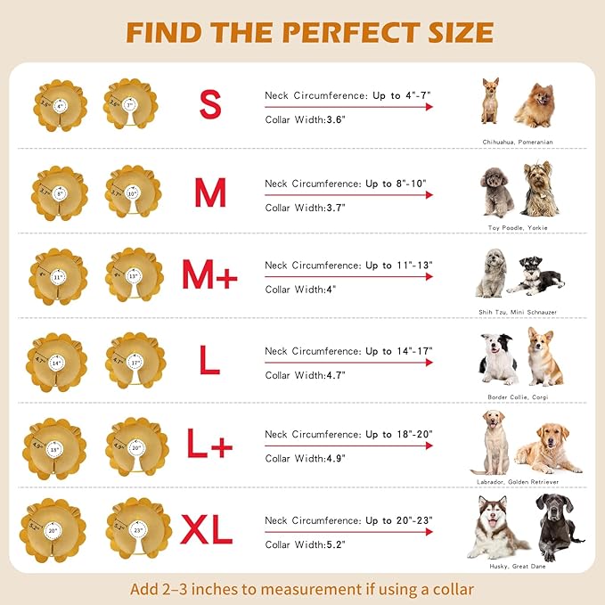 IEUUMLER Inflatable Recovery Dog Collar, Protective Donut Cone, Adjustable Soft Collar for Dog and Cat After Surgery Prevent from Biting & Scratching EU002 - Sunflower M