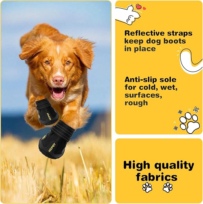 Hcpet Dog Shoes, Dog Boots for Small Dogs, Waterproof Medium Dog Booties Paw Protector for Summer Hot Pavement, Winter Snowy Day, Outdoor Walking, Indoor Hardfloors Anti Slip Sole Black Size 3