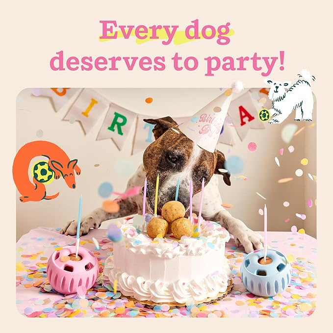 WOOF Party Pupsicle - Long-Lasting Interactive Dog Toys for Boredom - Low-Mess Design - Birthday Gifts for Dogs - Large Dog Toys - Buddy Blue