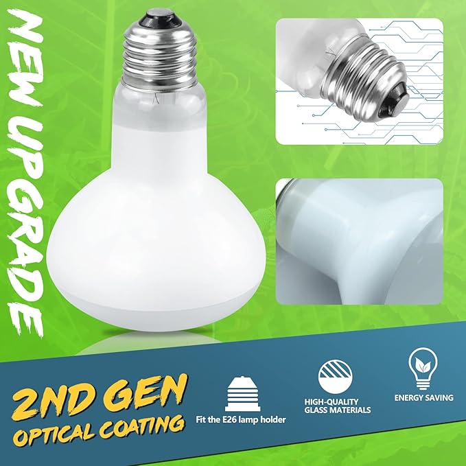 LUCKY HERP 4 Pack 75W Reptile Heat Lamp Bulb (2nd Gen), Amphibian Basking Light Bulb, Reptile Daylight Bulb for Turtle, Bearded Dragon, Lizard Heating Use