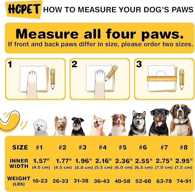 Hcpet Dog Shoes, Dog Boots for Small Dogs, Waterproof Medium Dog Booties Paw Protector for Summer Hot Pavement, Winter Snowy Day, Outdoor Walking, Indoor Hardfloors Anti Slip Sole Orange Size 1