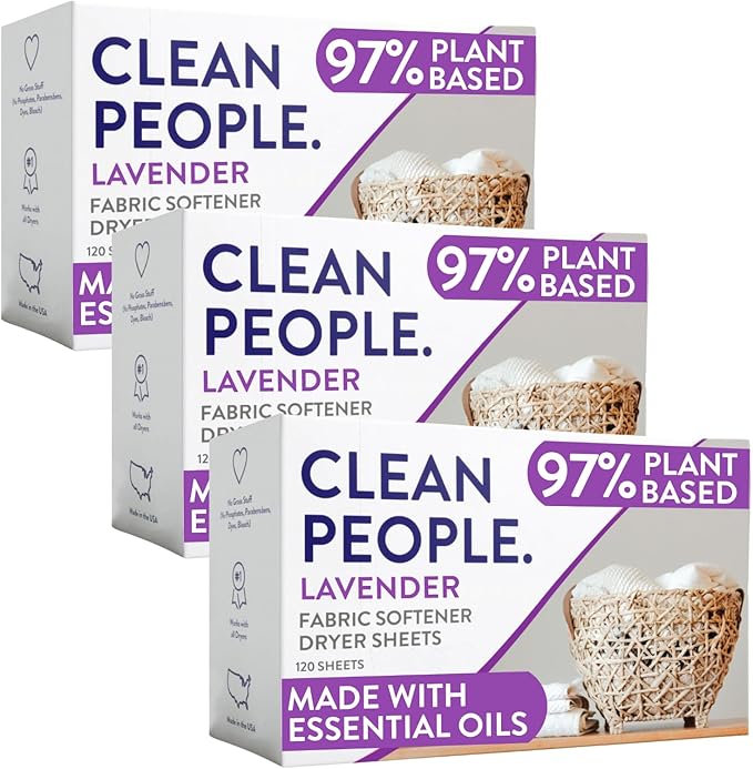 The Clean People Fabric Softener Sheets - Dryer Sheets - Softens & Removes Static Cling - Vegan Laundry Softener, Essential Oils - Lavender 360 Pack