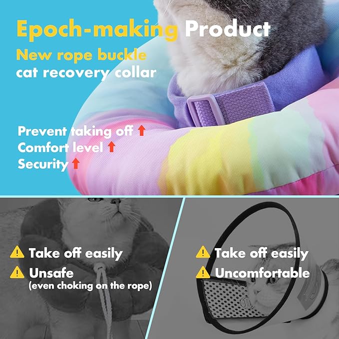 EWES Cat Cone Collar Soft M Size,Alternative Neck Cones to Stop Licking,Comfy Elizabethan Collars After Surgery Neuter,Donut Collar for Pet Cat Dog Kitten e Collar Recovery Shame
