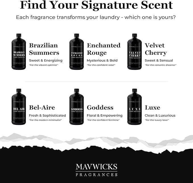 Mavwicks Fragrances - Luxury Scented Liquid Fabric Softener (Luxe) 32 Oz – Crafted with Clean Ingredients – Reduces Static, and Softens Clothes – Safe for All Fabrics and Skin
