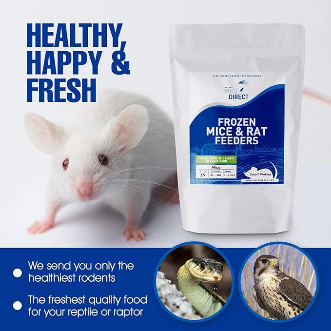 MiceDirect EST. 2003 40 Frozen Rat Combo Pack 20 Rat Fuzzies and 20 Pup Feeders Snake Food for Baby Ball Pythons and Boas (2-3.5 in)(580 Grams Min)