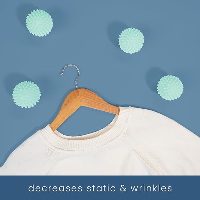 S&T INC. Reusable Plastic Dryer Balls, Fabric Softener for Laundry, Blue, 2.5 in, 6 Pack