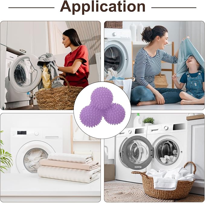 uxcell 4pcs Reusable Laundry Dryer Balls Vinyl Drying Balls for Reduce Wrinkles Static Fabric Softener Reduce Drying Time Save on Energy, Purple
