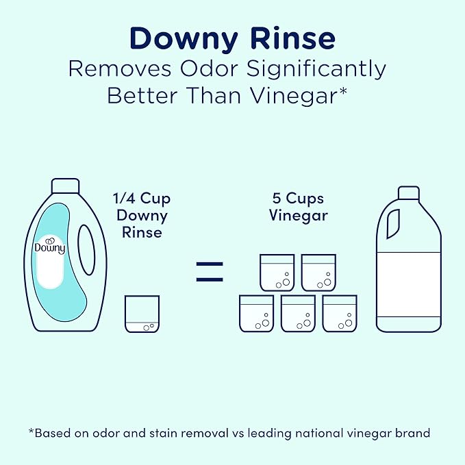 Downy Rinse Laundry Odor Remover, Cool Cotton Scent, 62 fl oz, Fabric Softener and Laundry Odor Removal Rinse, Fights Odors at the source, HE Compatible