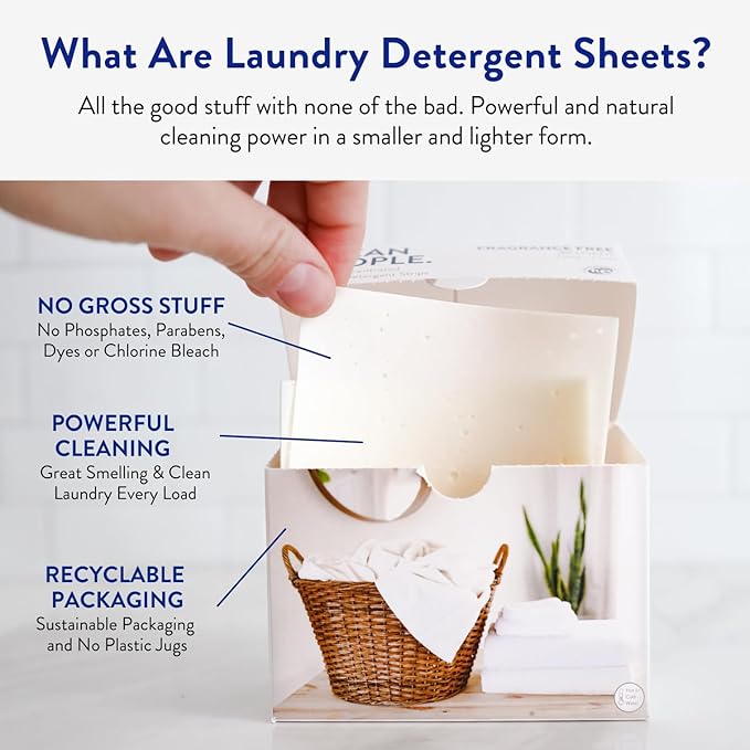 The Clean People Laundry Detergent Sheets - Laundry Soap - Ultra Concentrated, Recyclable Packaging, Stain Fighting - Spring Scent, 192 Pack