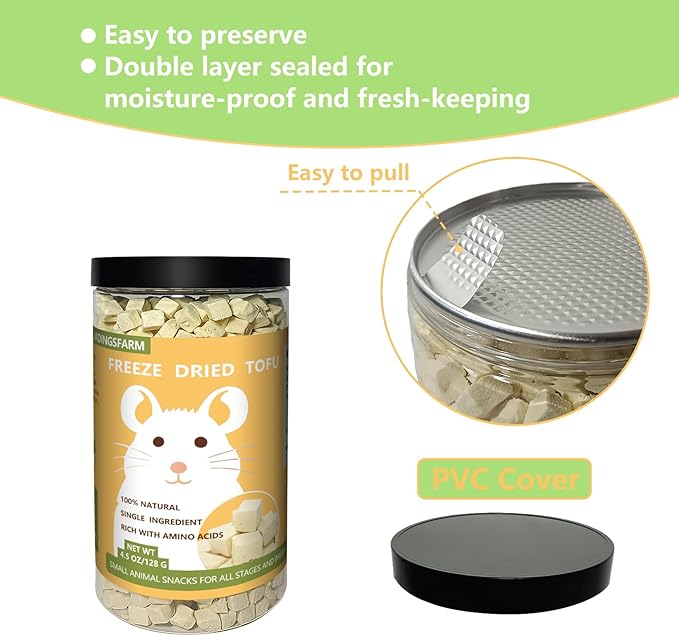 Natural Hamster & Gerbil Food 6oz, Vitamin & Mineral Rich Daily Diet for Hamsters, Gerbils ,Guinea Pigs, Chinchillas ,Supports Dental Health and Digestion, Fruit & Vegetable Hamster Food (Tofu)