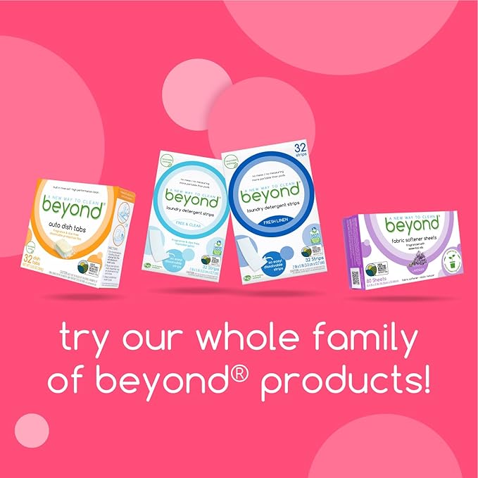 Beyond Fabric Softener Sheets (80 sheets) - Lavender Scent - Eco-Friendly Plant-Based Dryer Sheets. Removes Static Cling. Recyclable Packaging.