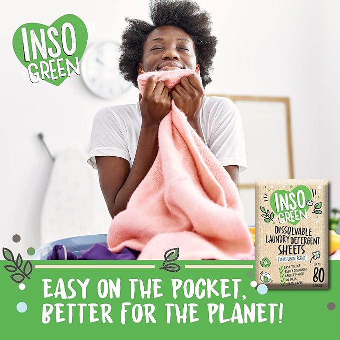 Eco Laundry Detergent Sheets - 80 Loads Laundry Sheets Detergent - 40 No Plastic Jug Washer Soap Sheet - No Mess & Space-Saving Travel Friendly Laundry Detergent