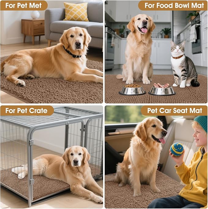 IM HOME Extra Large 60" x 36" Camel Dog Door Mats for Muddy Paws, Chenille Absorbent Dog Mat, Non Slip Heavy Mud Mat for Dogs, Soft Pet Bed Mat for Entryway, Mud Paws, Inside Floor