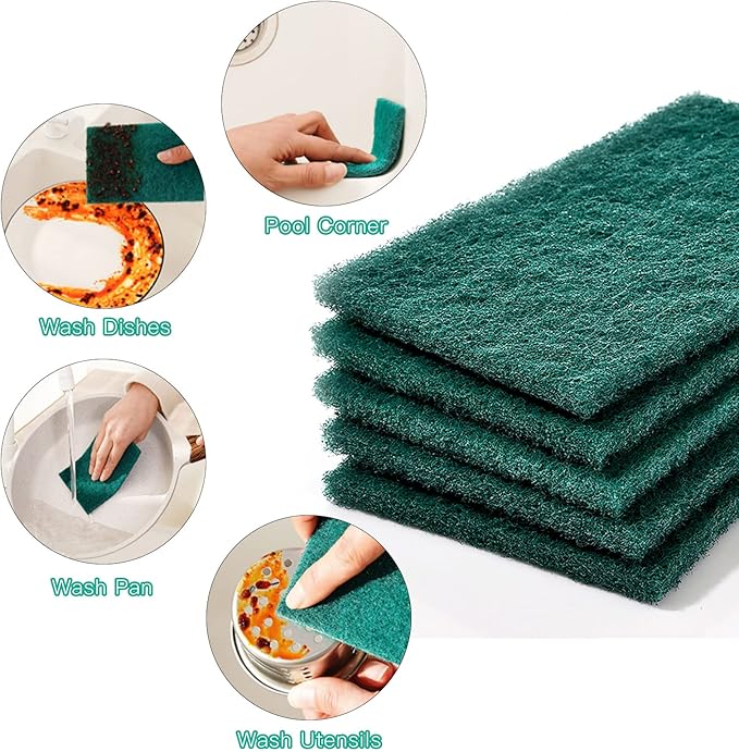 Heavy Duty Scour Pads Sponge Dish Scrubber Non-Scratch Green Reusable Household Scrub Pads for Kitchen and Dish Cleaning Tool (20Pcs Sponge+3Pcs Clean Towel)