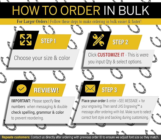 Personalized Horse Stall Name Plates, 2x6 Horse Stall Signs with Adhesive, All Weather UV Protected, White Plastic Black Letters - Made in USA - B16