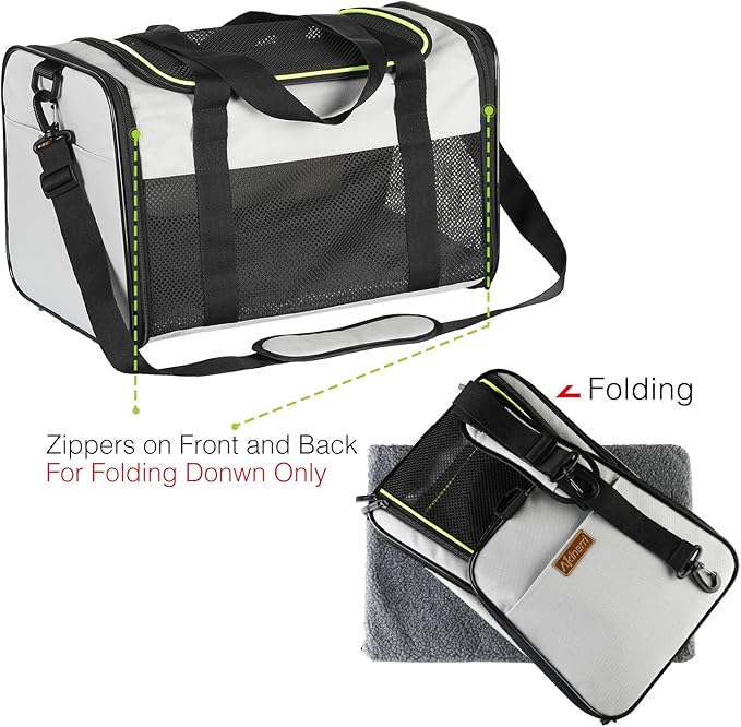 Cat Carrier - Portable Foldable Dog Pet Carrier, Soft-Sided Pet Bag up to 15 Lbs, Airline Approved Travel Puppy Carrier