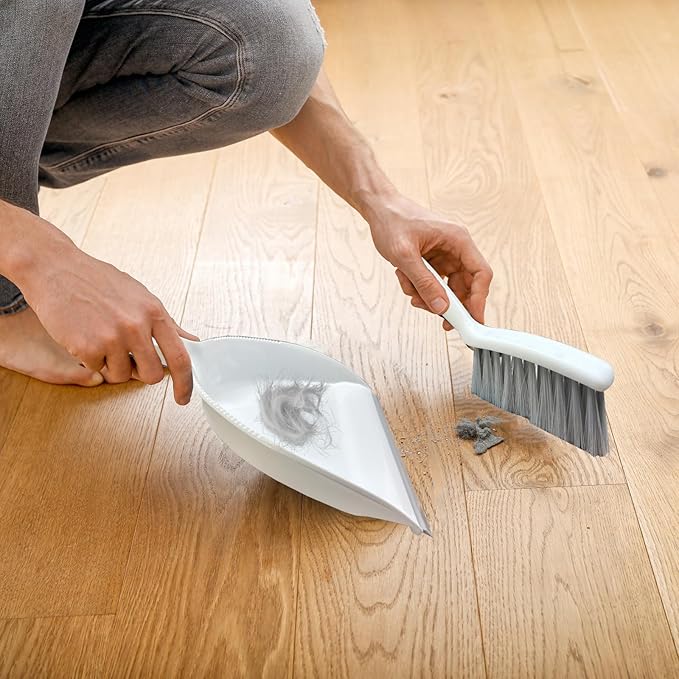 Mini Broom and Dustpan Set Small Dust pan & Brush Set Portable Cleaning Tools for Home Office RV Camping Learning (Grey)