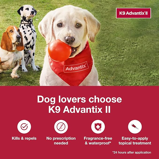 K9 Advantix II XL Dog Vet-Recommended Flea, Tick & Mosquito Treatment & Prevention | Dogs Over 55 lbs. | 6-Mo Supply (Pack of 2)