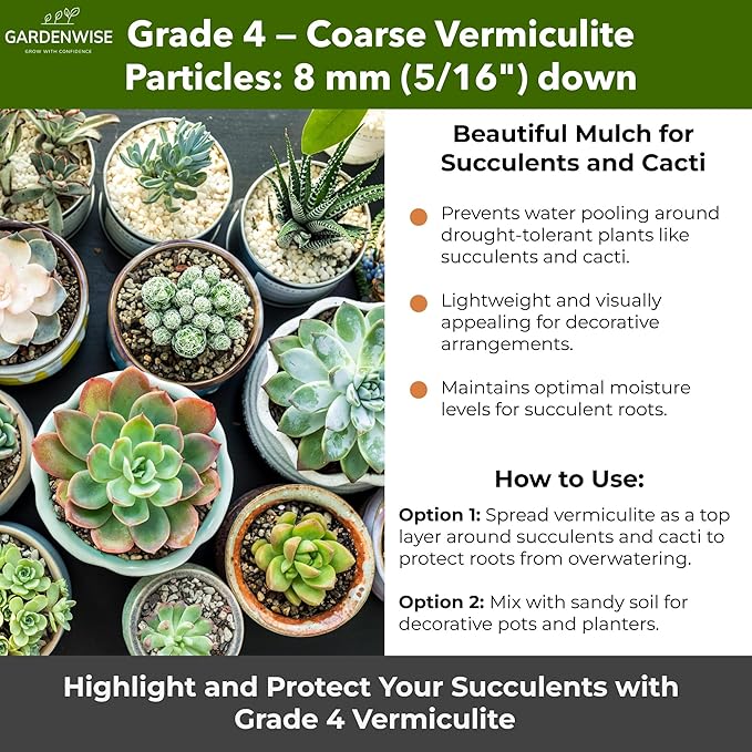 Organic Coarse Vermiculite for Indoor Gardening Plants and Mushrooms – Enhances Soil Aeration, Seed Germination, Rooting Cuttings – Small Packages and Bulk (Vermiculite Grade 4 – Coarse, 5 qt)