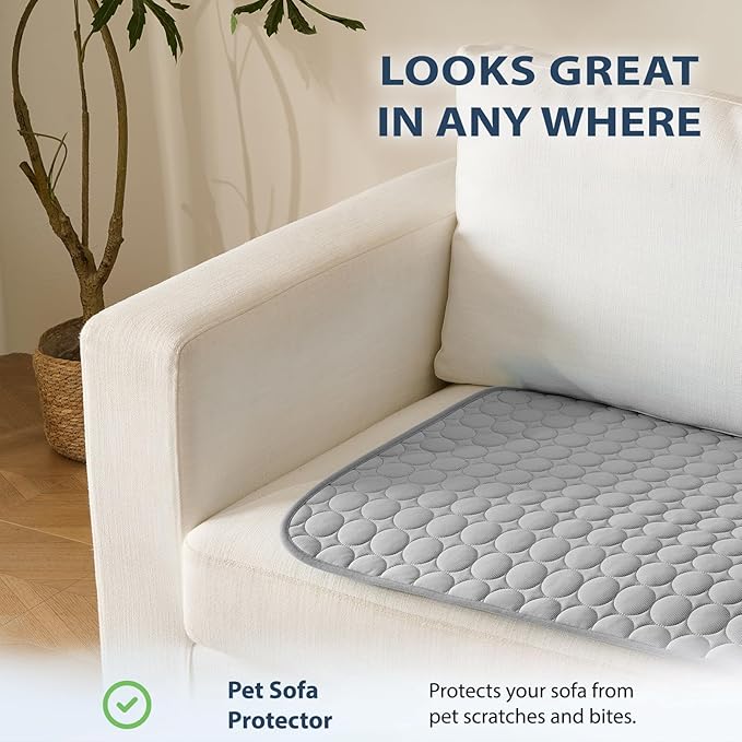 MICROCOSMOS Summer Cooling Mat & Sleeping Pad- Water Absorption Top, Easy Carry, EZ Clean, Materials Safe. Keep Cooling for Pets, Kids and Adults.(Grey, 28" x 22") Gray