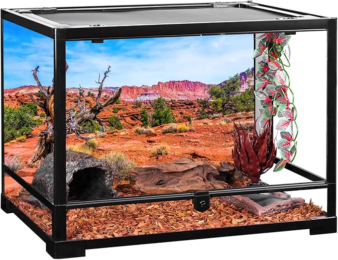 AWERT 72x16 inches Reptile Habitat Background Blue Sky Oasis Orange Desert Terrarium Background Durable Polyester Background