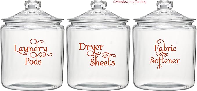 Brown - Laundry Room Vinyl Decal Set - Laundry Pods - Fabric Softener - Dryer Sheets - V2
