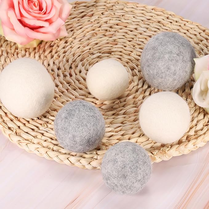 uxcell 4 Pcs Wool Dryer Balls, 1.6 Inches Wool Laundry Dryer Balls for Reducing Clothing Static and Wrinkles, White
