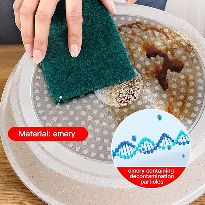 Heavy Duty Scour Pads Sponge Dish Scrubber Non-Scratch Green Reusable Household Scrub Pads for Kitchen and Dish Cleaning Tool (20Pcs Sponge+3Pcs Clean Towel)