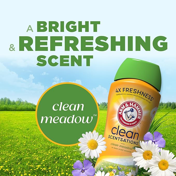 ARM & HAMMER Clean Scentsations In-Wash Scent Booster, Laundry Scent Booster Clean Meadow scent, 24 Oz