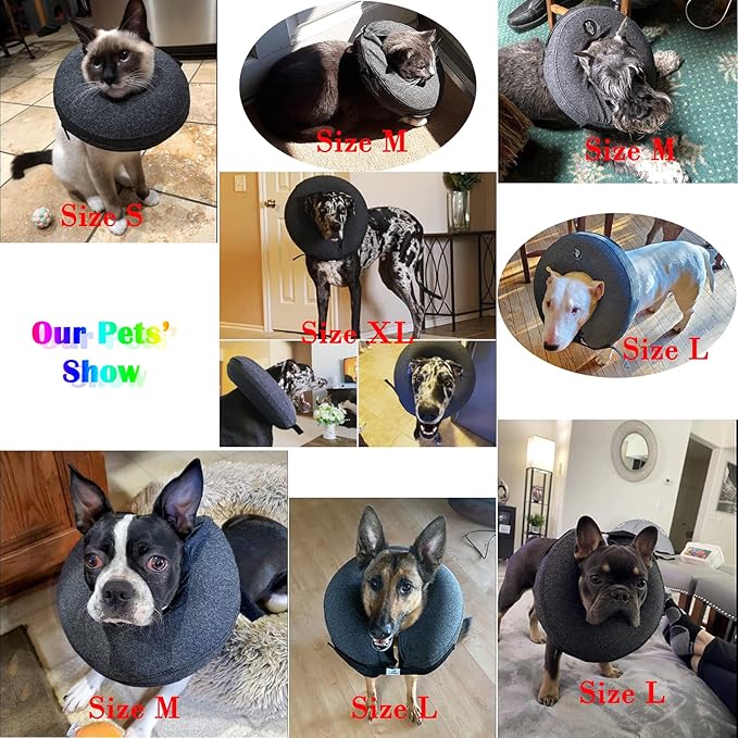 Katoggy Inflatable Dog Recovery Collar,Soft Blow-up Protective Recovery Dog Cone,Pet Donut Cone Collar,Comfy Elizabethan Collar After Surgery for Medium Dog to Prevent from Biting & Scratching,Small