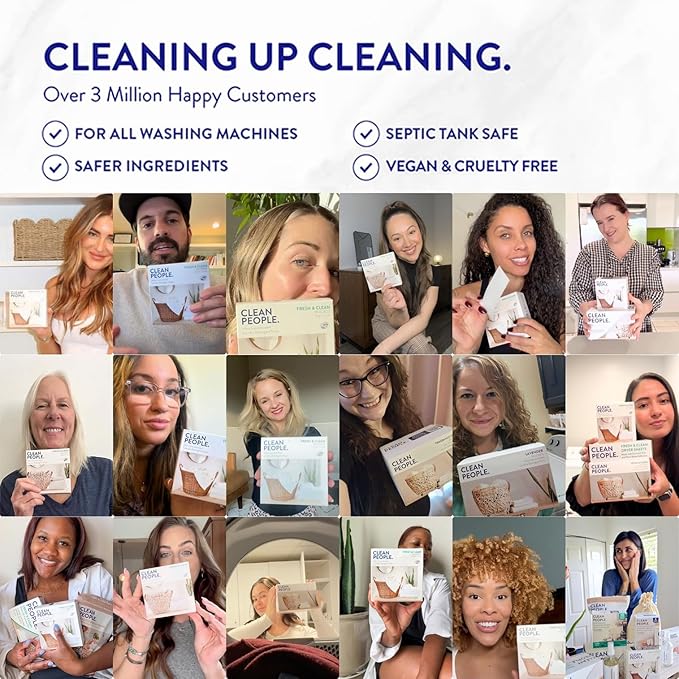 The Clean People Fragrance Free Laundry Detergent Sheets - Laundry Soap - Ultra Concentrated, Recyclable Packaging, Stain Fighting - Fragrance Free, 32 Pack
