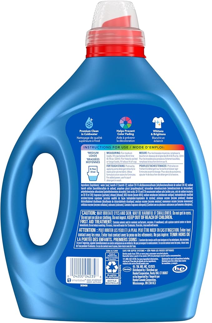 Persil Original Everyday Clean, Liquid Laundry Detergent, High Efficiency (HE), Deep Stain Removal, Ultra Concentrated, 82.5 fl oz, 110 Loads