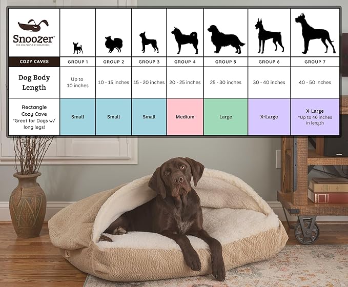 Snoozer Pet Products Luxury Rectangle Cozy Cave Dog Bed with Microsuede, Showdog Collection, Small, Palmer Dove