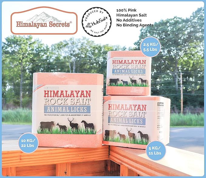 Himalayan Secrets Compressed Pink Salt Lick for Livestock and Wildlife Animals, Pure & Natural Feed Salt Block, Minerals & Trace Elements, No Additives, 22LB (10KG)