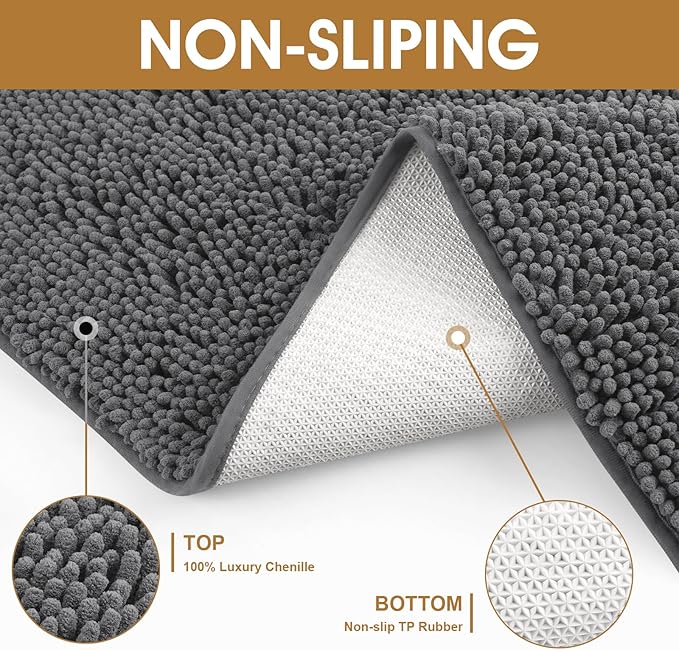 IM HOME 48" x 38" Grey Dog Door Mats for Muddy Paws, Chenille Absorbent Dog Mat, Non Slip Heavy Mud Mat for Dogs, Soft Pet Bed Mat for Entryway, Mud Paws, Inside Floor