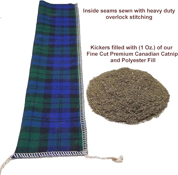 15" Catnip Cat Kicker Toys/Kitty Kick Sticks/Cat-Nip Kick Sticks (Beige and Red Plaid) (Kickers Filled with 1 oz Premium Canadian Catnip)