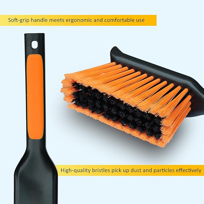 PHYEX 1-Pack 17" Heavy Duty Metal Dust Pan with Cleaning Brush Set