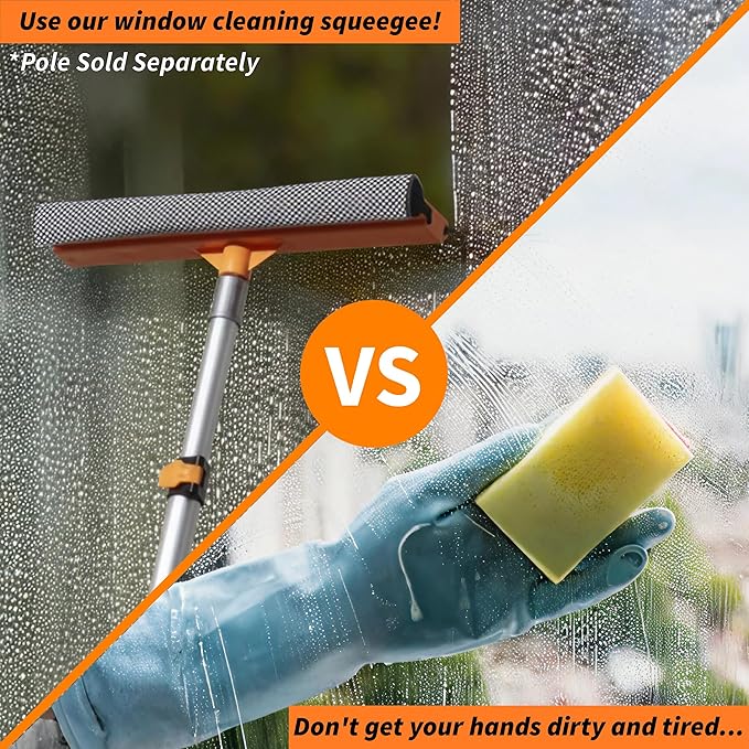 15" Window Washer Squeegee Attachment // Multi-Use Squeegee for Car and Window Cleaning Fits All Extension Poles with Standard Acme Thread // Professional Window Cleaning Tool (Pole Sold Separately)